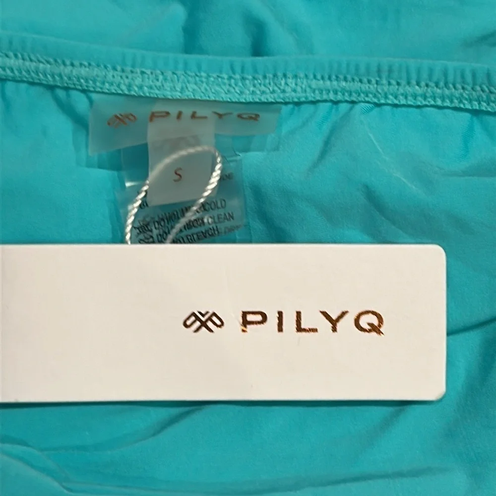 PILYQ Saltwater Hilary high turquoise full back swim bikini bottoms size small